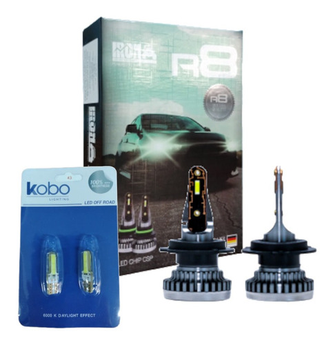 Kit Cree Led R8 42w Csp Ultra Compacto +2 T10 Siliconado