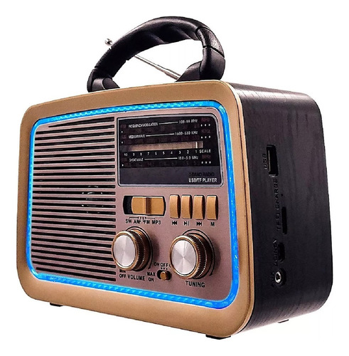Caixa Som Antiga Radio Portátil Retro Bluetooth Am Fm Sd Usb