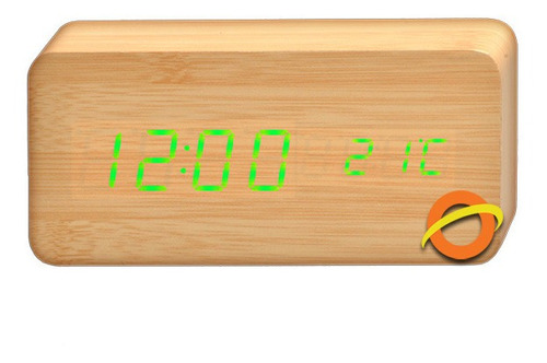 Reloj Despertador Madera Led Temp Fecha Usb Alarmas 