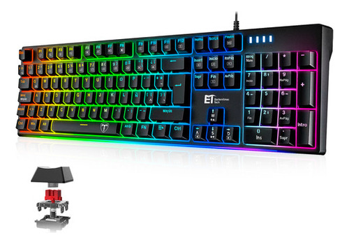 Terport Teclado Mecanico Gamer Al 100% Alambrico, Español Latino Con Letra Ñ, Red Switches, 105 Teclas Anti-ghosting, Teclado Español Ergonomico Gaming Juegos Oficina Para Pc Laptops