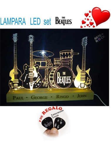 Set Guitars The Beatles Lampara Led De Collección