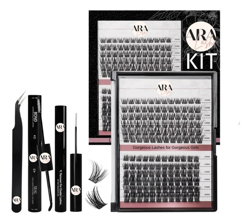 Ara Lash Co. Kit De Extensiones De Pestanas Diy/144 Racimos 