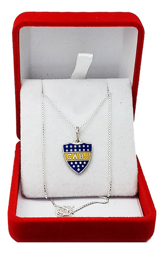 Conjunto Plata 925 Dama Escudo Boca Juniors + Veneciana 