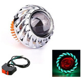 Faro Led Para Motocicleta Con Doble Halo Verde Angel Devil E