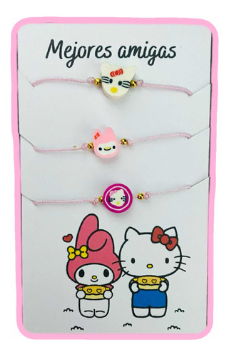 Pulseras Hello Kitty Mejores Amigas Con Tarjeta