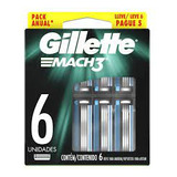 Carga Gillette Mach3 Tradicional Com 6 Unidades