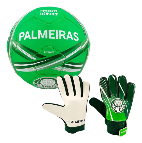 Bola + Luva Goleiro Infantil Oficial Licenciada Palmeiras