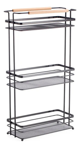 Repisa Canasto Organizador 3 Niveles Metal Madera 30x13x63cm