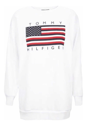 Tommy Hilfiger Flag Boyfriend Sudadera P/dama Con Logo