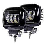 Par De Faros Delanteros Cuadrados O Redondos 3 Led 30w Lupa