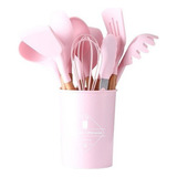 Kitchen Utensils Kit Silicone Spoon Cup Holder 12 Pcs