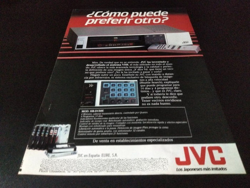 (pe055) Publicidad Clipping Videograbadora Jvc * 1988