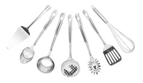 Conjunto Utensílio Cozinha Aço Inox Kit 7 Peças Excelente