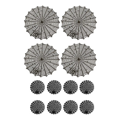 12 Manteles Individuales Con Forma De Telaraña Para Hallowee