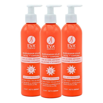Kit 3 Bloqueador Solar Spf 75 Eva Essence 300ml | Envío gratis