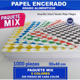 Papel Encerado Cuadros Mix De Colores 30x40 Cm Total 1000 Pz