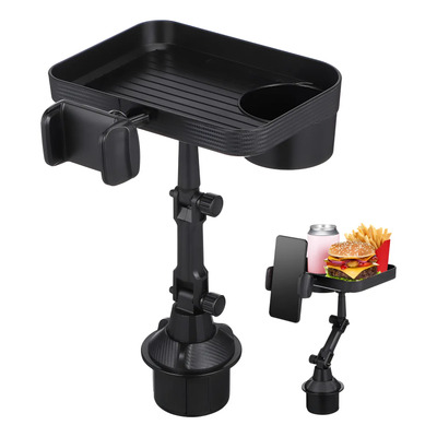 Porta Vasos Para Auto Multifuncional Con Bandeja Y Soporte Negro