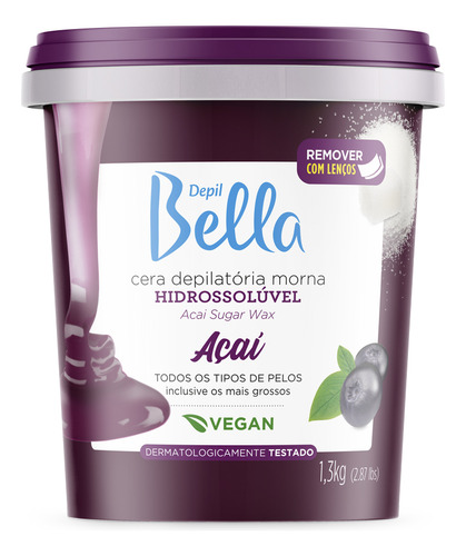 Cera Depilatória 1,3kg - Depil Bella Açaí