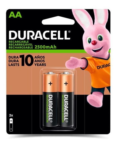 Pilha Duracell Alcalina Pequena Aa Recarregável Com 2 Uni