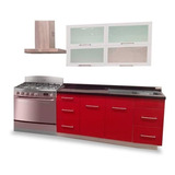 Cocina Integral Moderna Vicenza Derecha P/estufa 2.60m Roja.