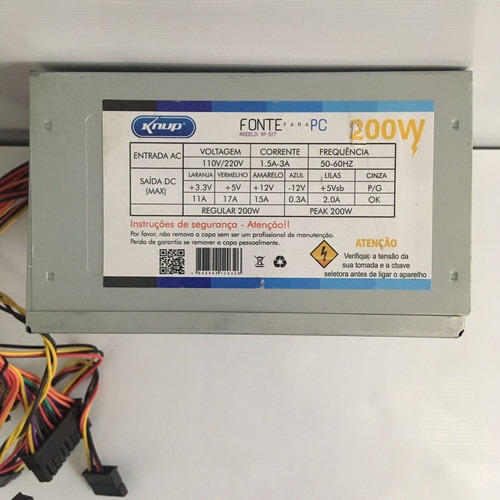 Fonte Nominal Knup Modelo: Kp-517 24 Pinos 200w Sata Atx