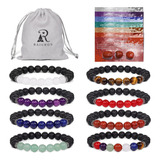 Raicegs 8pcs 7 Pulseras De Chakra Para Mujer Hombre 8mm Puls