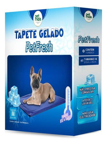 Tapete Gelado Refrescante Tamanho M 67cm X 45cm Azul Petmais