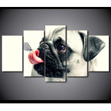 Quadro Mosaico 5 Partes Pug Borboleta Mdf 6mm 60x115