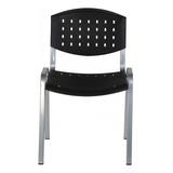 Silla Fija Oficina Apilable Plastica Caños En Gris Reforzada Color Negro