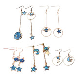 Conjunto De Joyas Asimétricas Con Forma De Estrella Y Luna C