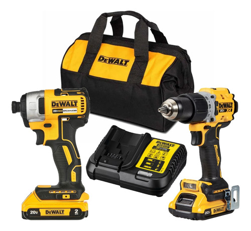 Kit De Rotomartillo Y Atornillador 20v Brushless 2amp Dewalt