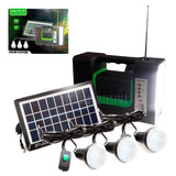 Kit Panel Solar Con Batería Y 3 Bombillos De 3w Carga Usb 5v