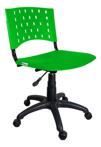 Cadeira De Escritório Ultra Móveis Corporativo Giratoria Plástica Base Preto  Verde Com Estofado De Polipropileno