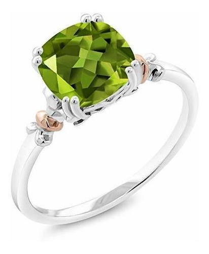 La Piedra De Gema Rey 925 Y 10k Rose Verde Peridoto Anillo D