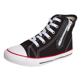 Tenis Infantil Star Preto Ziper Cano Alto Canvas All 28 A 36