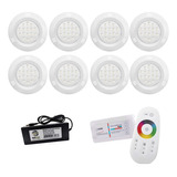 Kit Led Piscina 160m² - 8 Leds 9w, 1 Módulo Rgb + Fonte