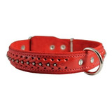 Cuero Auténtico Collar Trenzado Perro Tachonado, Rojo 1.25  