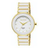 Relógio Feminino Technos Ceramic Branco C Da Correia Dourado