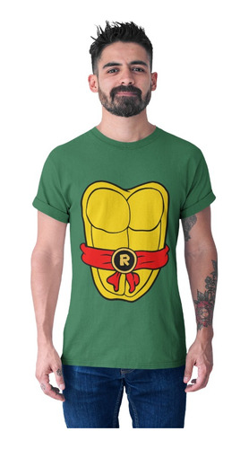 Playera Raphael Tortugas Ninja Frente Y Espalda, Tmnt