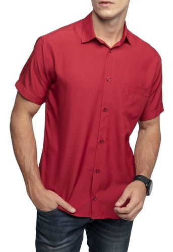 Camisa Social Manga Curta Masculina Com Bolso Envio Imediato