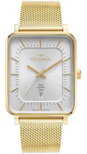 Relógio Dourado Masculino Technos Slim Gm10yr/1k