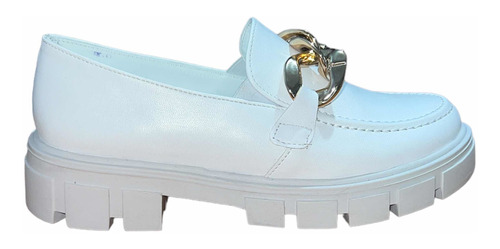 Zapatos Mocasines Mujer Plataforma Loafers Blanco April