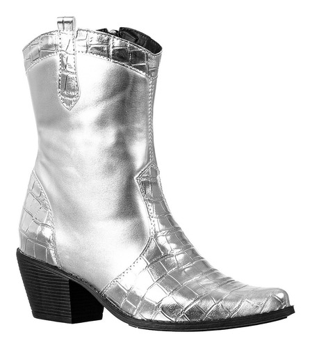 Bota Texana Branca Off White Country Bico Fino Salto Gigil