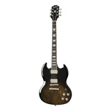 Guitarra Eléctrica EpiPhone Modern Sg Figured De Caoba Trans Black Fade Brillante Con Diapasón De Ébano