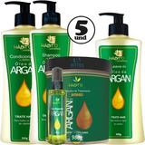 5 Kit Argan Hábito Cosméticos Brilho Maciez Imediato Atacado