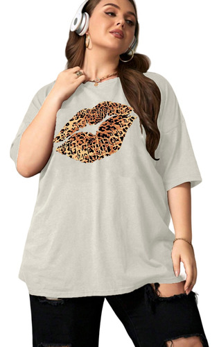 Camiseta Oversized Animal Print Life Style Blusa Plus Size