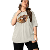 Camiseta Oversized Animal Print Life Style Blusa Plus Size