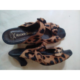 Sandalias Suecos Ricky Sarkany Pelo Animal Print  N° 37