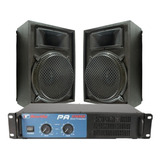 Kit Amplificador Pa 600-300w Rms+2 Caixas Acústicas 270w Rms