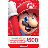 Tarjeta  Nintendo Eshop - 500 Mxn Código Digital